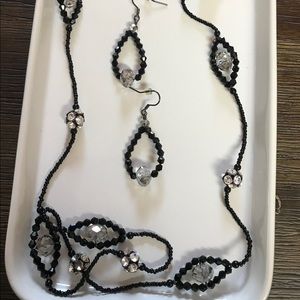 Black Beaded Park Lane Necklace & Earring Set